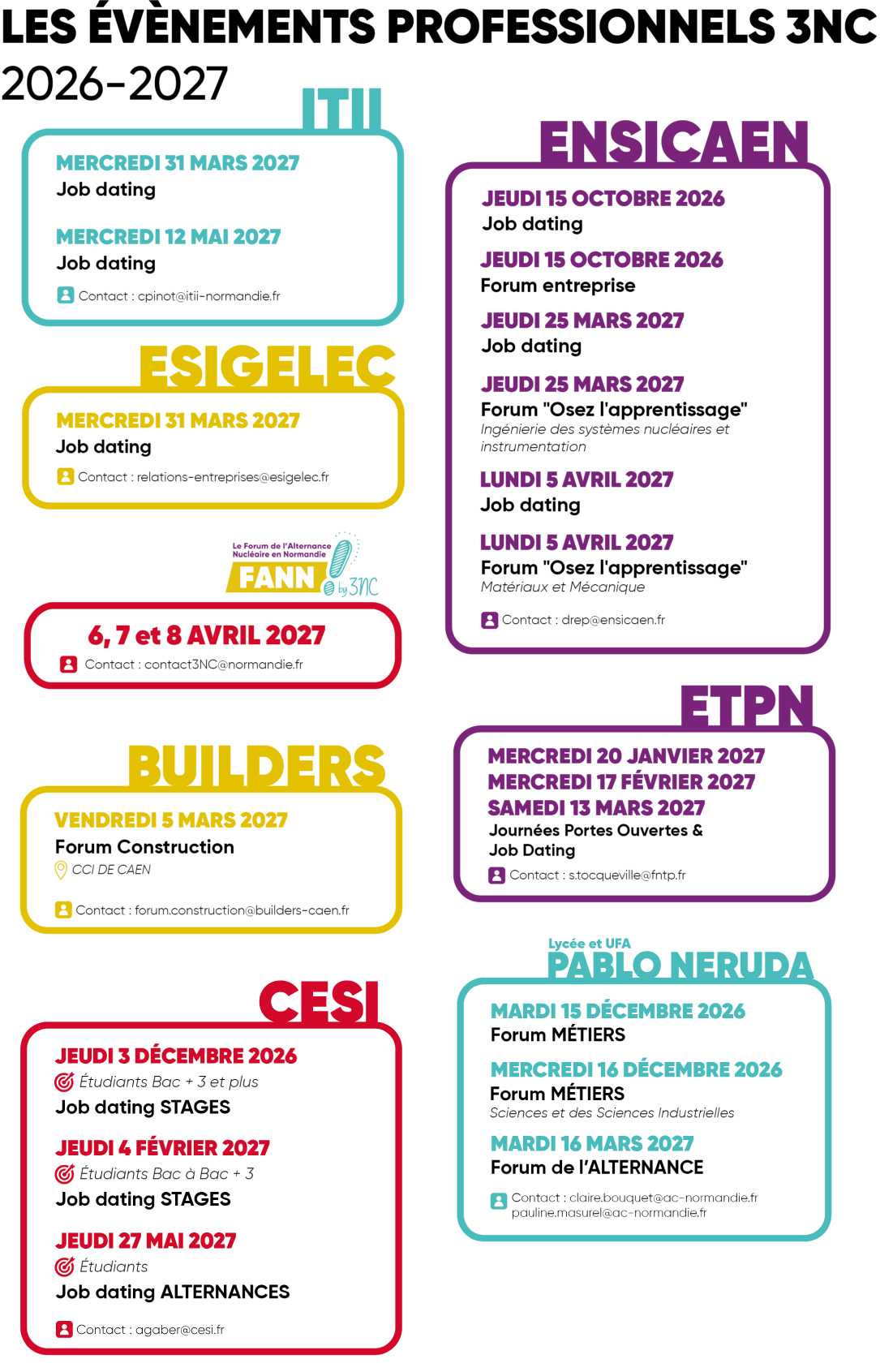 calendrier des prochains événements professionnels 3NC