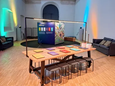 Wide shot of the Whatt's Up Robot? exhibition.